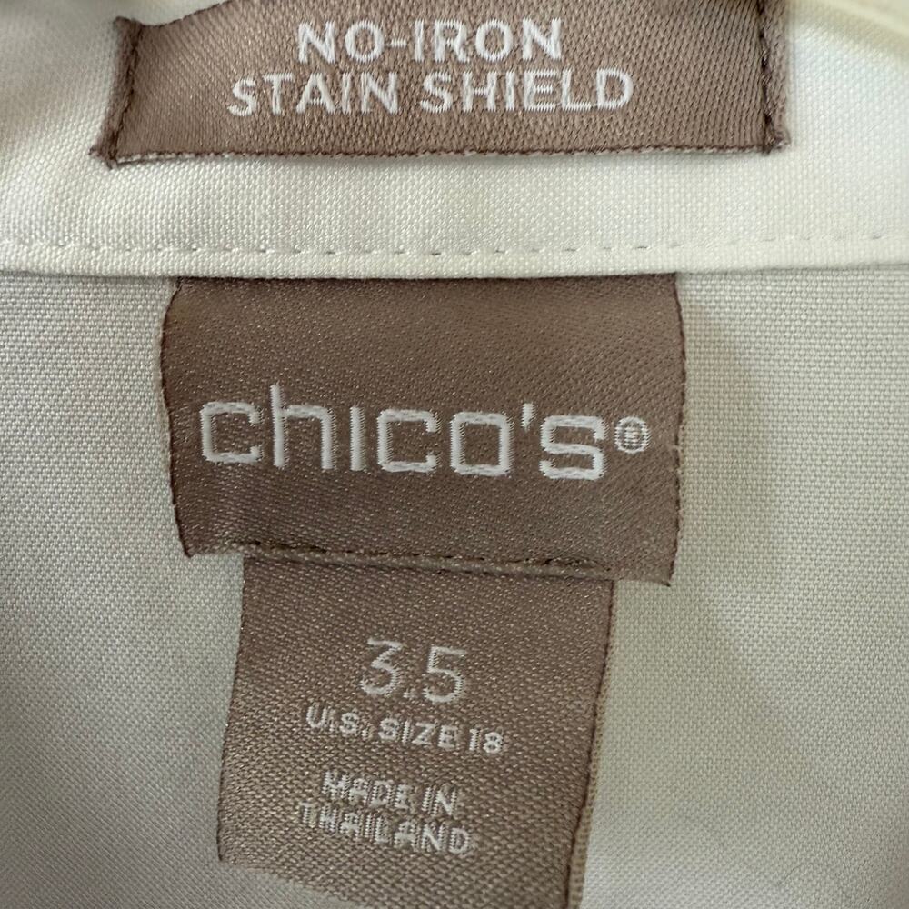 Chico’s No-Iron Stain Shield White Button Front Shirt Size 3.5 (US - Picture 3 of 9